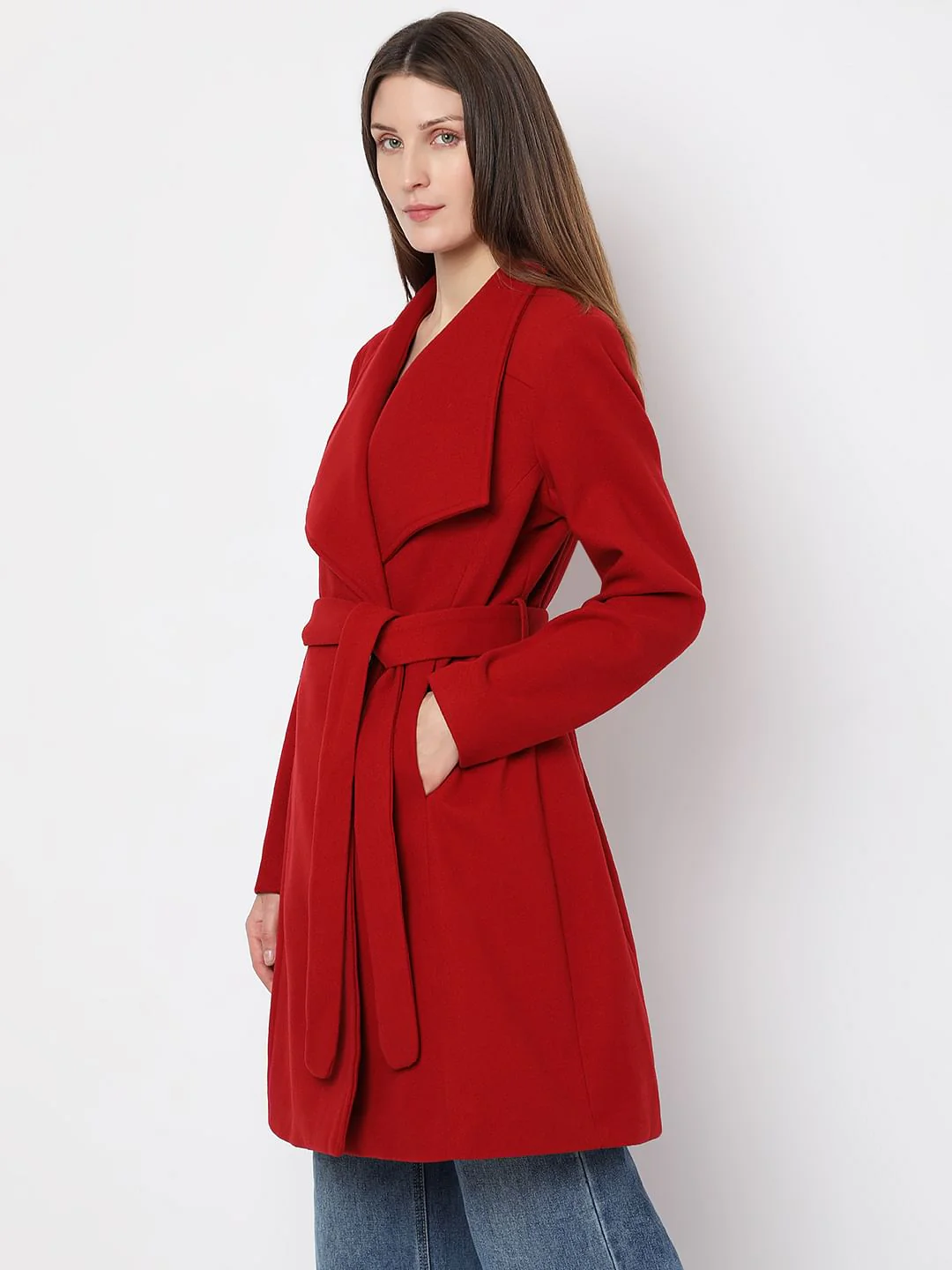 Red Felt Long Coat - Image 3