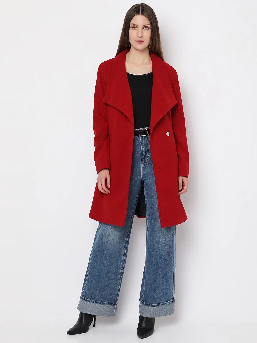 Red Felt Long Coat - Image 5