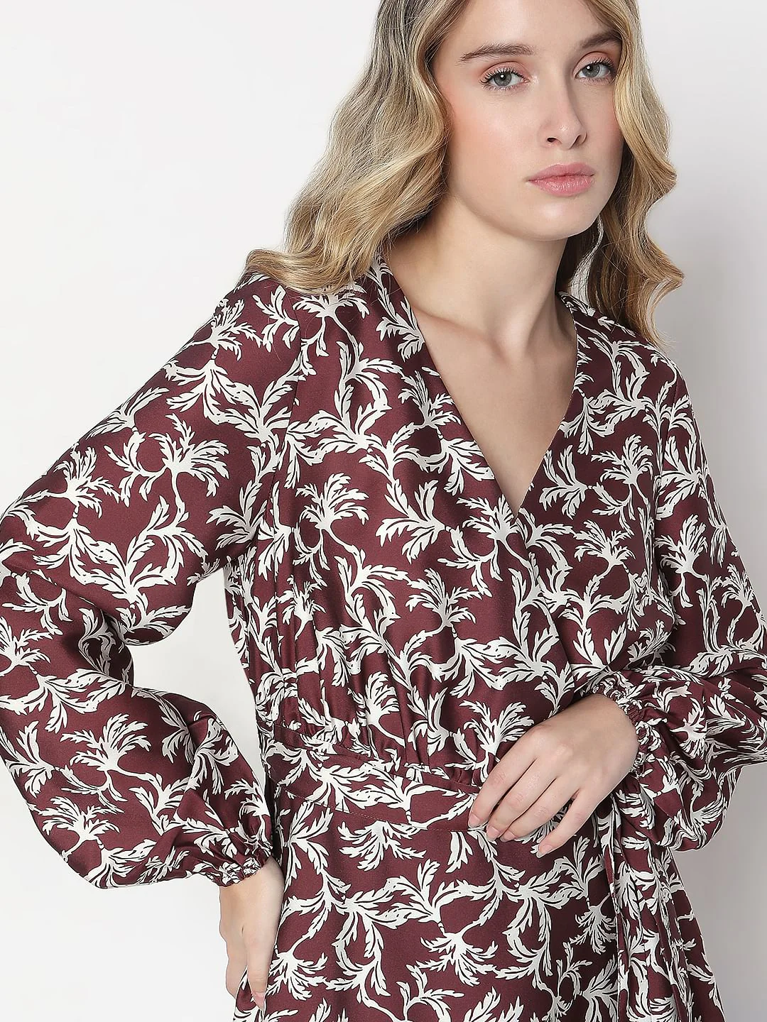 Dark Brown Floral Midi Dress - Image 5