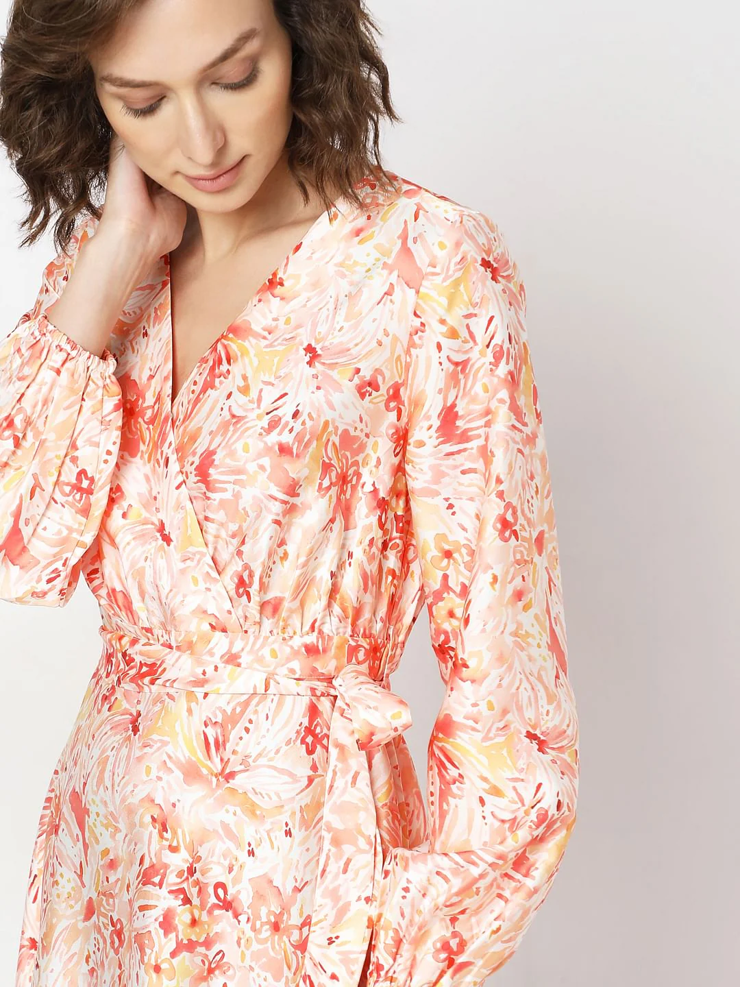 Orange Printed Midi Dress - Image 5
