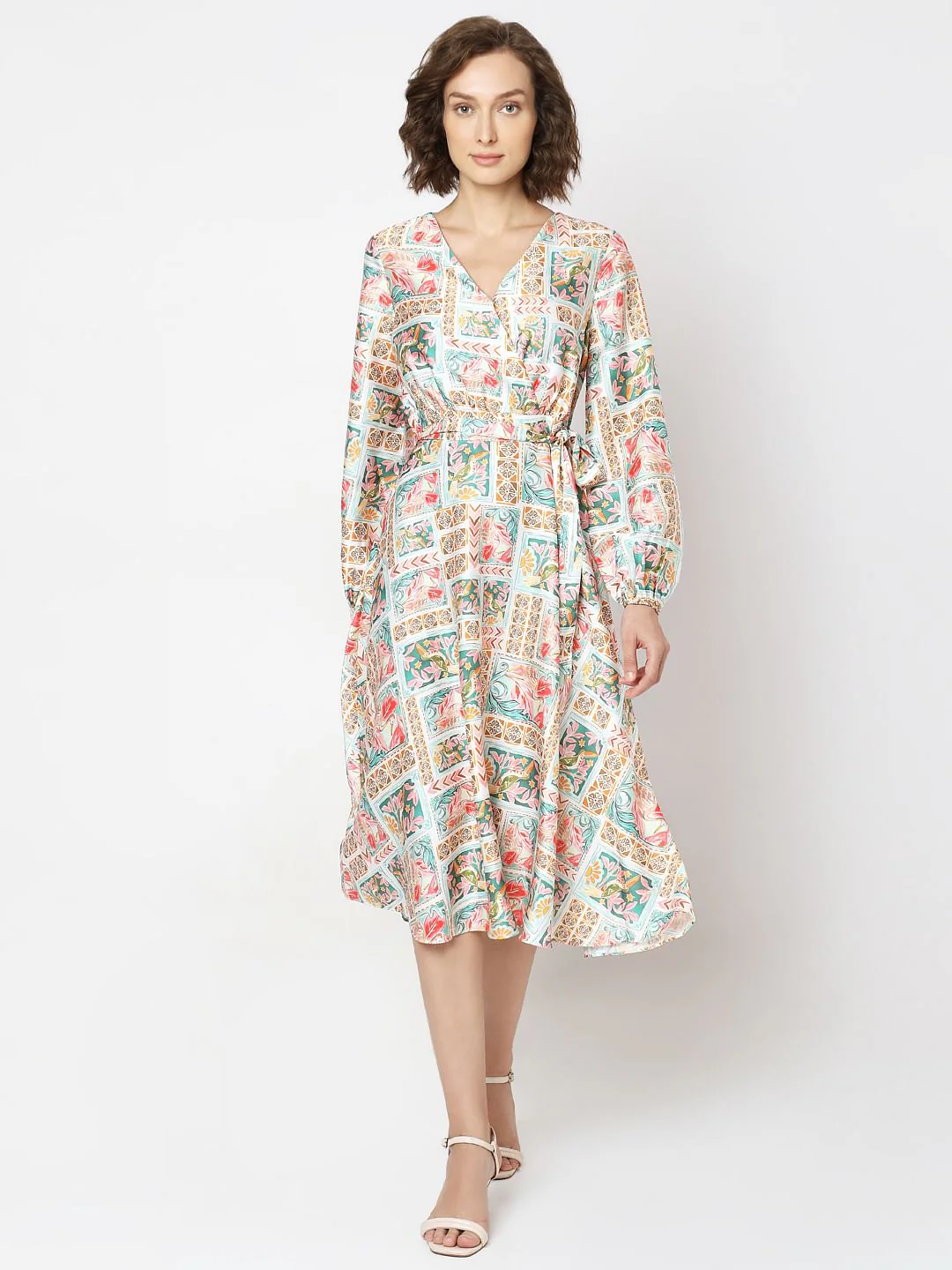 Mint Green Printed Midi Dress - Image 2