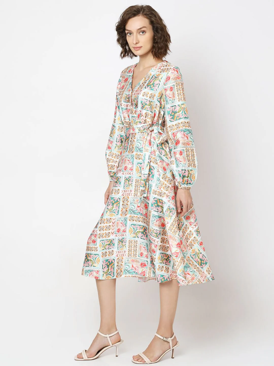 Mint Green Printed Midi Dress - Image 3