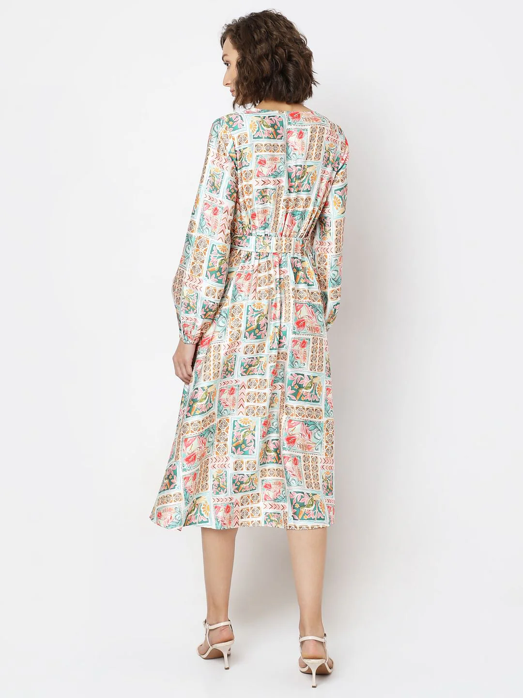 Mint Green Printed Midi Dress - Image 4