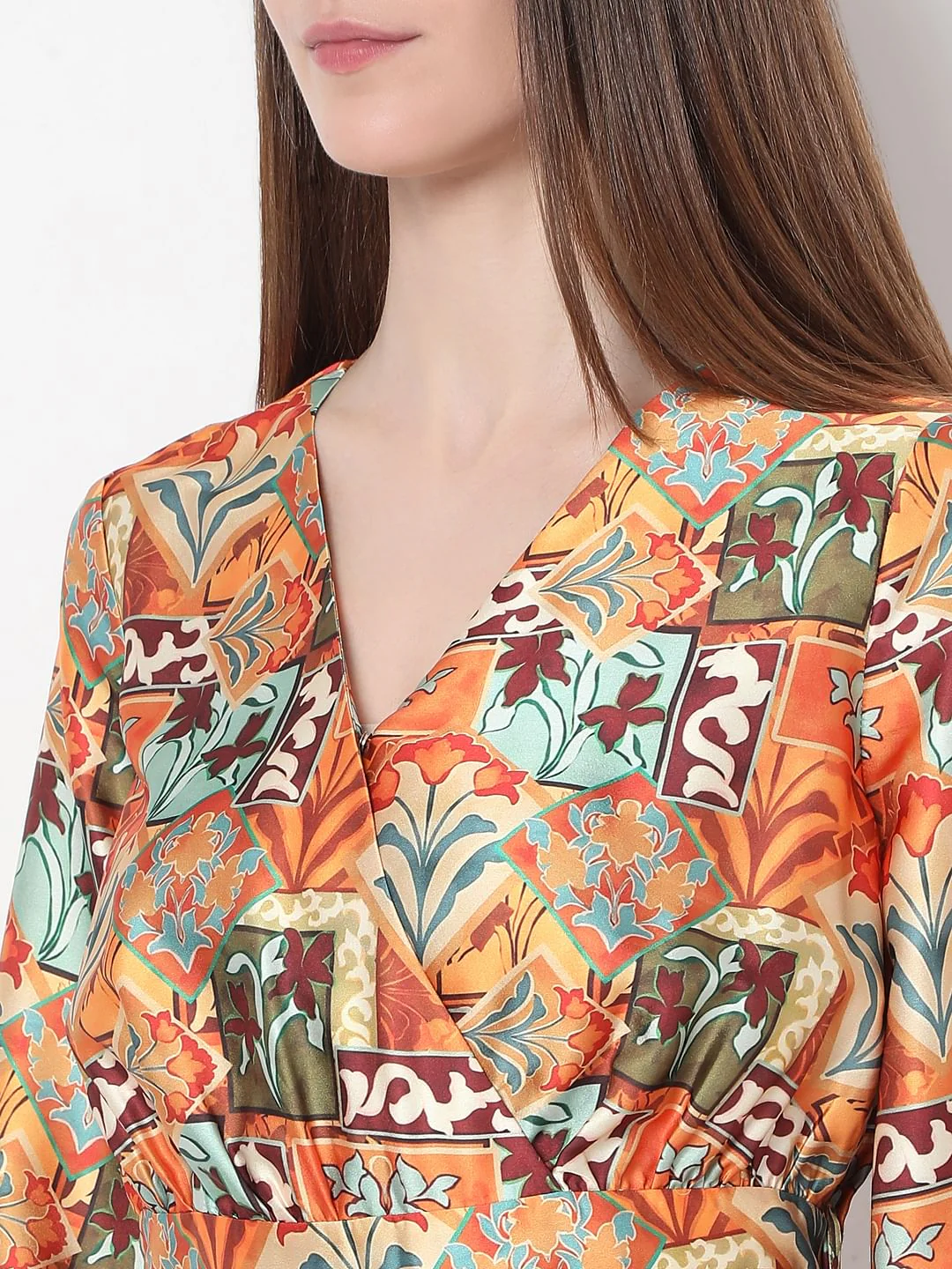 Rust Printed Midi Dress - Image 6