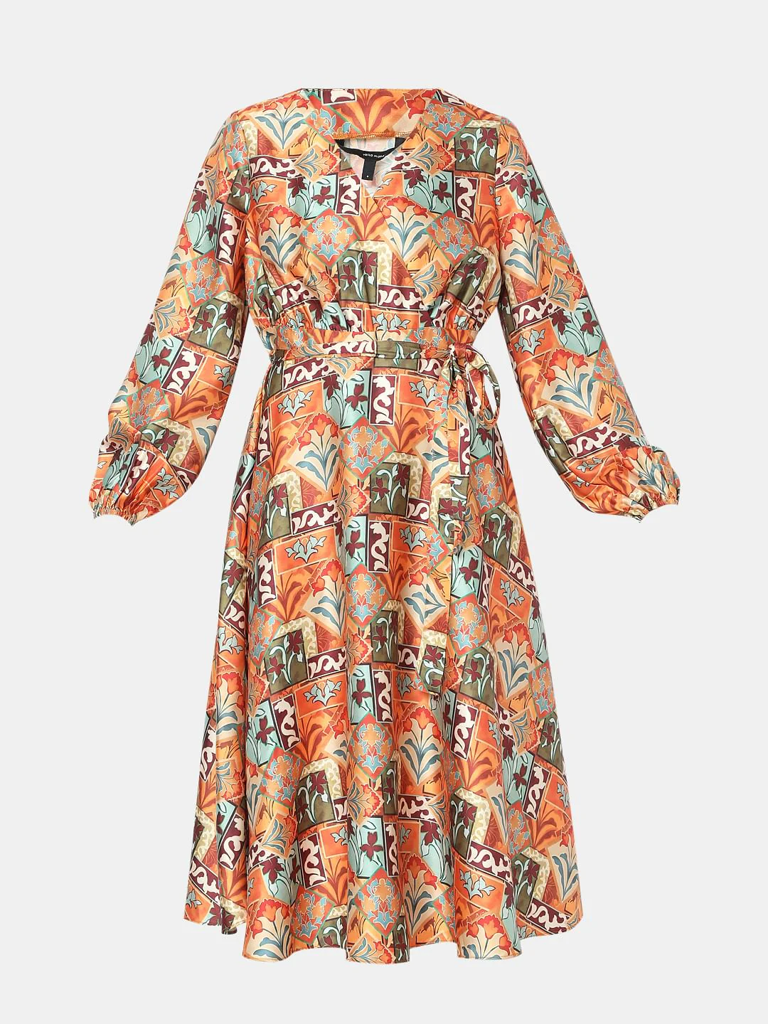 Rust Printed Midi Dress - Image 7
