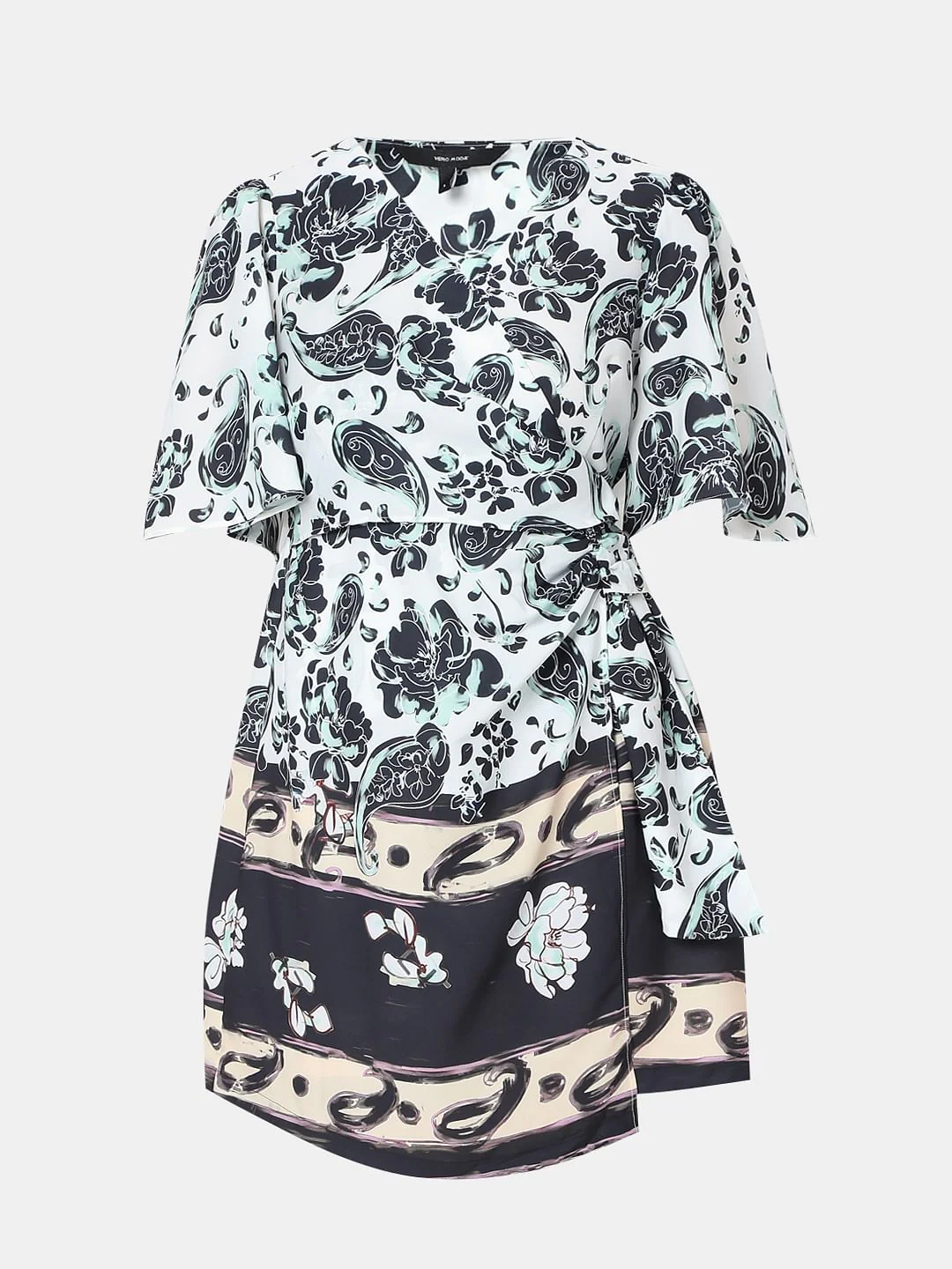 Black & White Printed Wrap Dress - Image 7