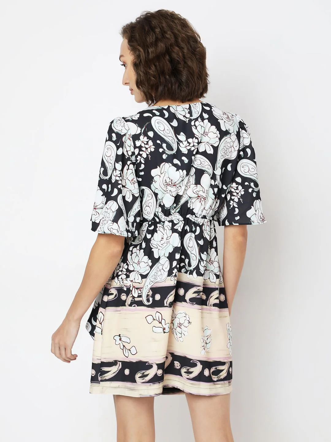 Black Printed Wrap Dress - Image 4