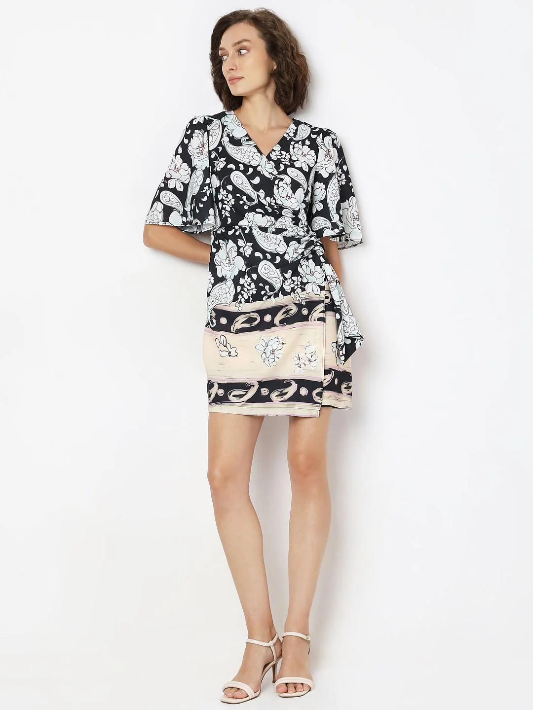 Black Printed Wrap Dress - Image 5