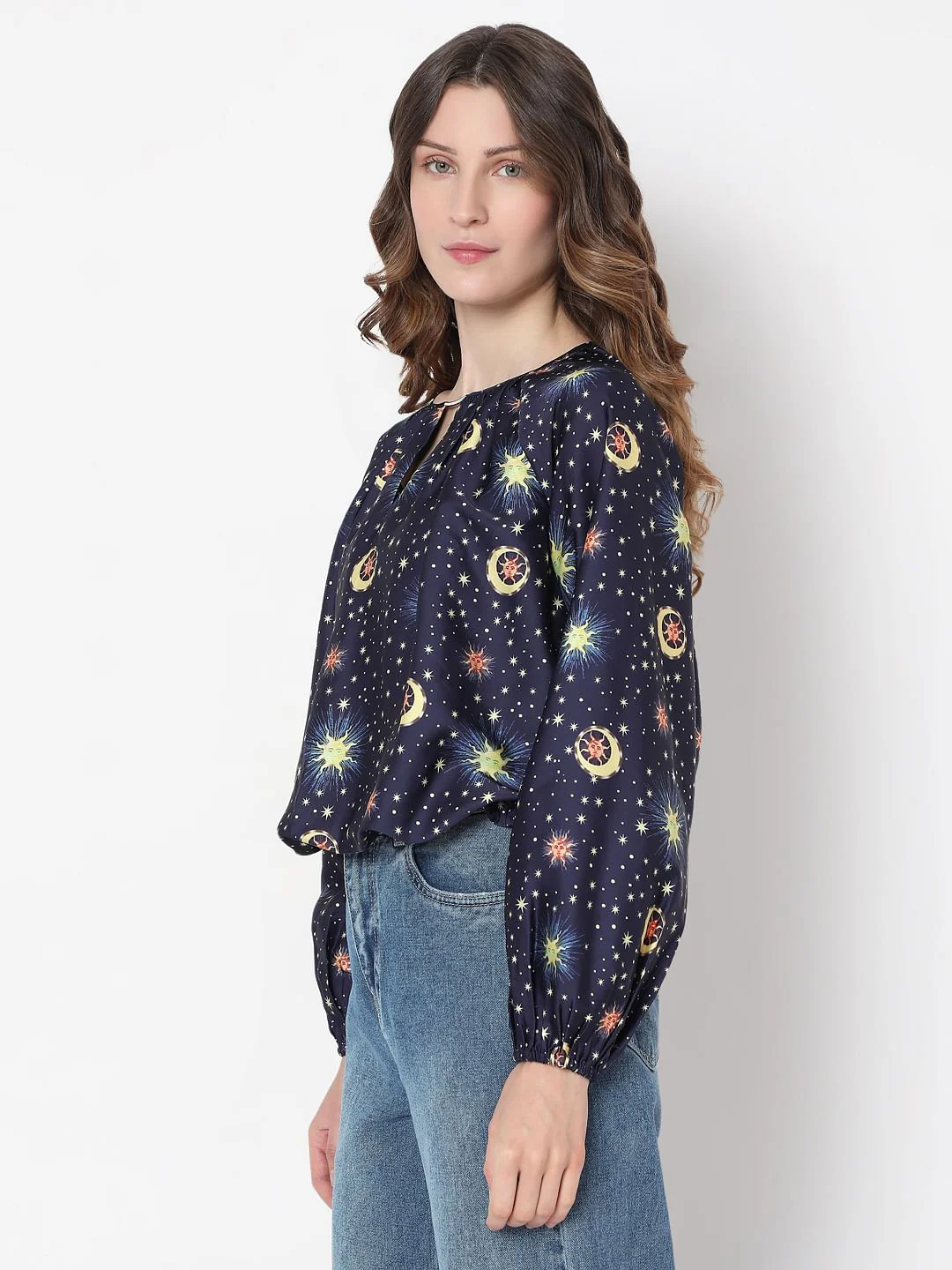Navy Blue Printed Top - Image 3