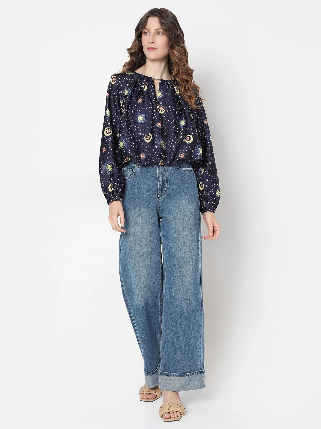 Navy Blue Printed Top - Image 5