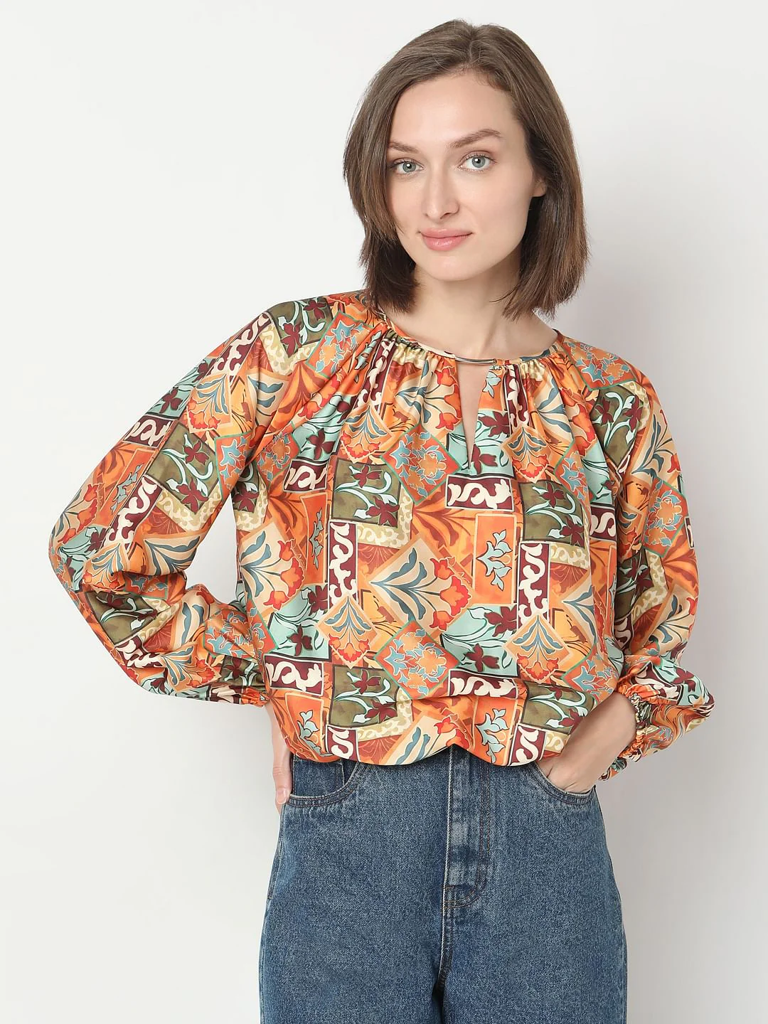 Rust Printed Top - Image 2