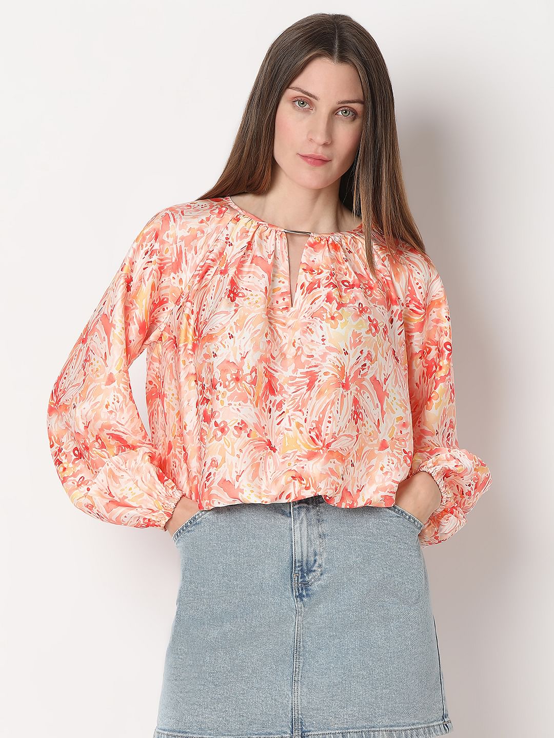 Tangerine Printed Top - Image 2