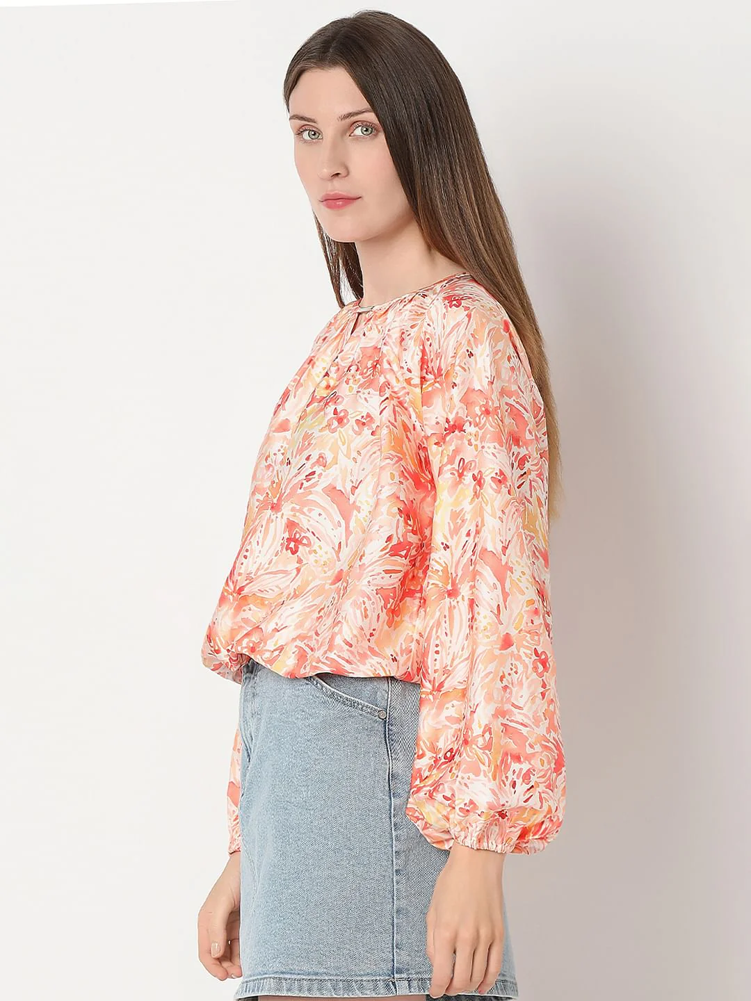 Tangerine Printed Top - Image 3
