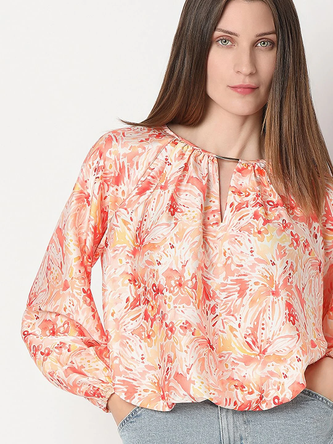 Tangerine Printed Top - Image 6