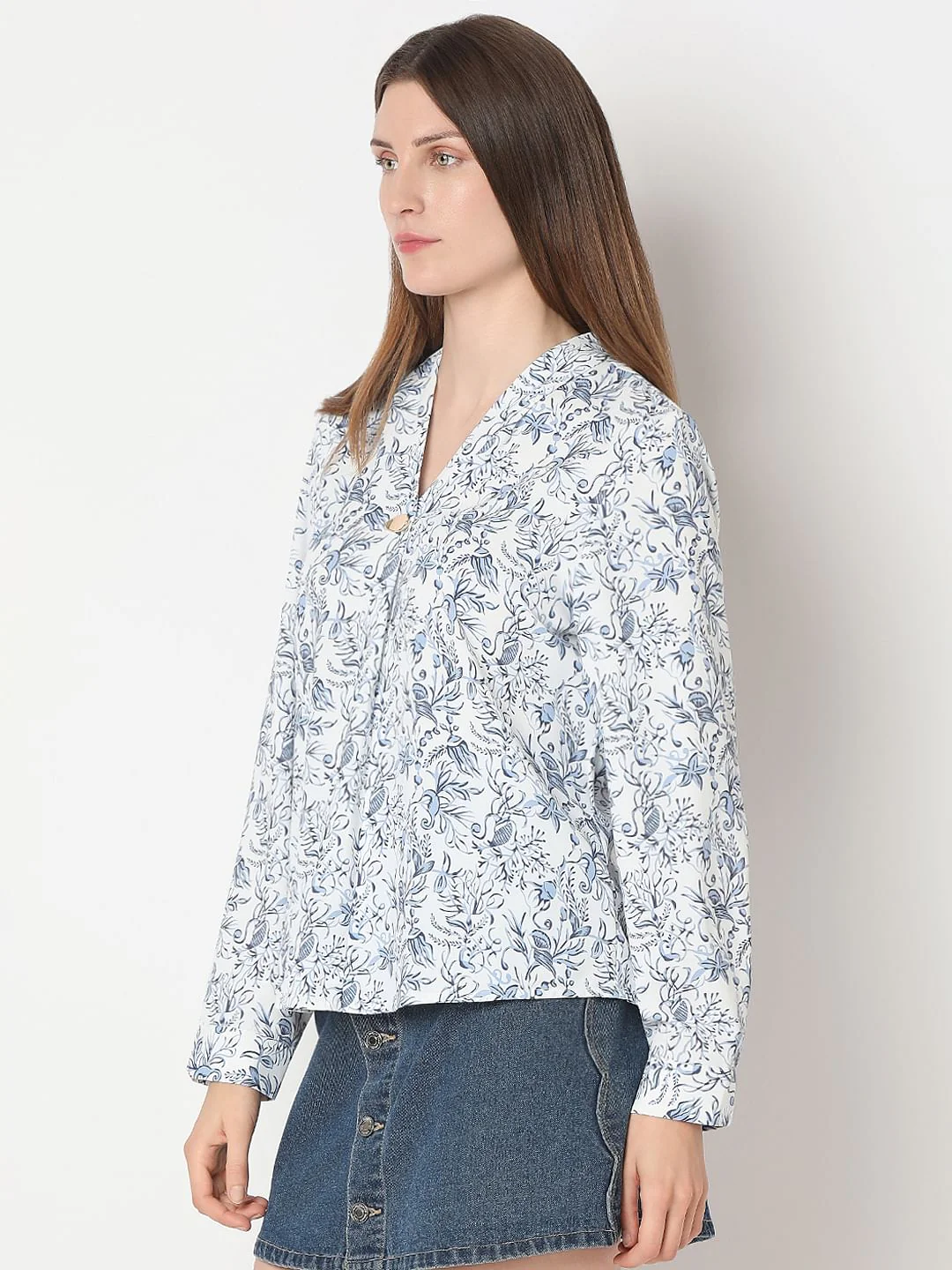 White Printed Full Sleeves Top - Image 3