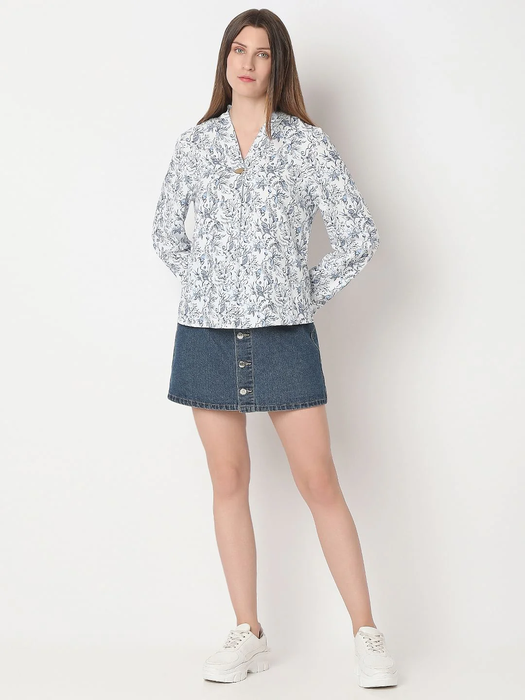 White Printed Full Sleeves Top - Image 5