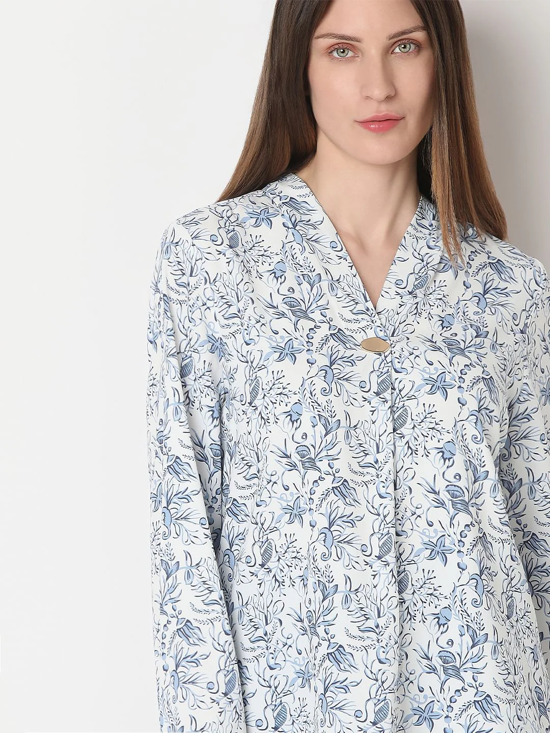 White Printed Full Sleeves Top - Image 6