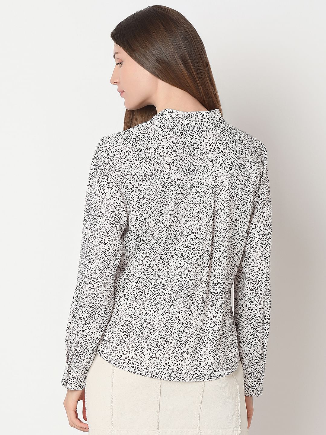 White Ditsy Animal Print Top - Image 4