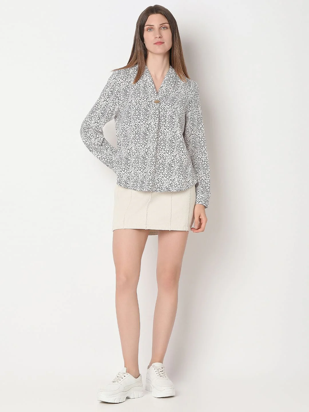 White Ditsy Animal Print Top - Image 5