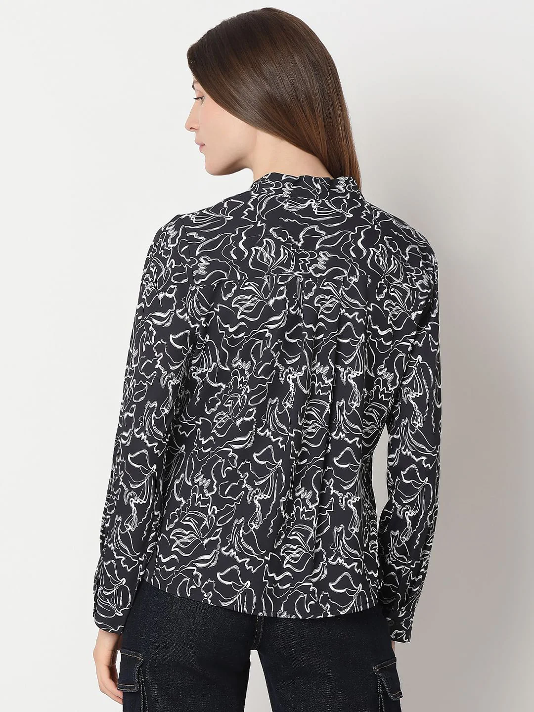 Black Printed Full Sleeves Top - Image 4