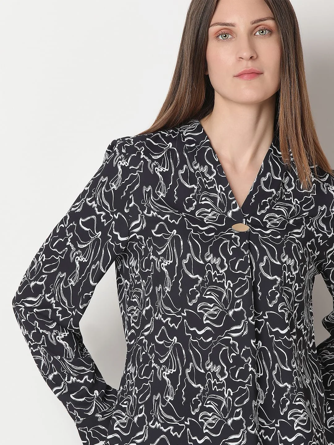 Black Printed Full Sleeves Top - Image 6