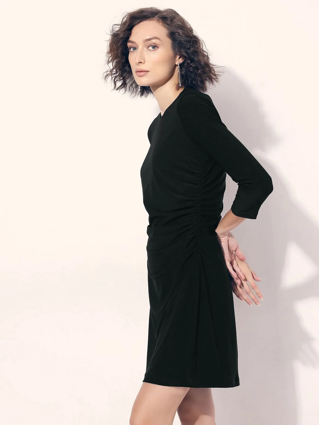 Black Round Neck Mini Dress