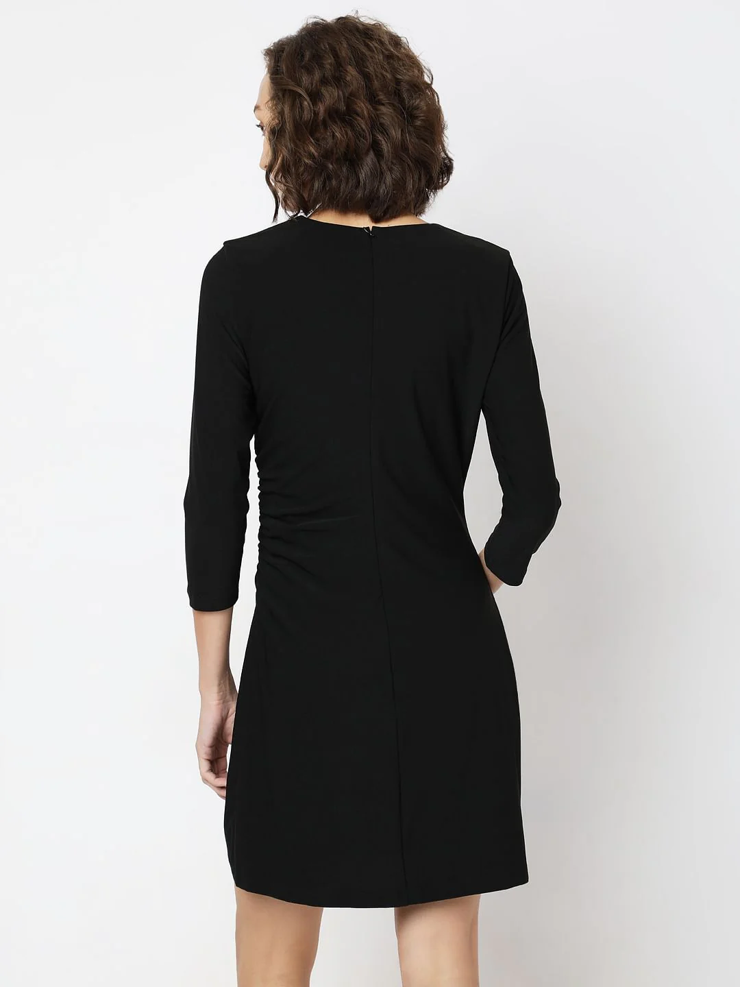 Black Round Neck Mini Dress - Image 4