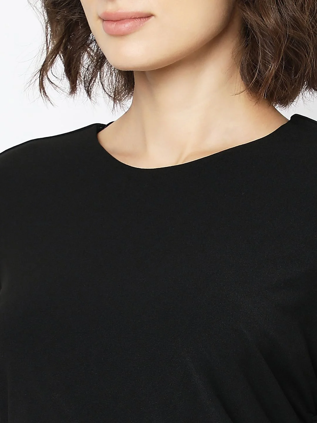 Black Round Neck Mini Dress - Image 8