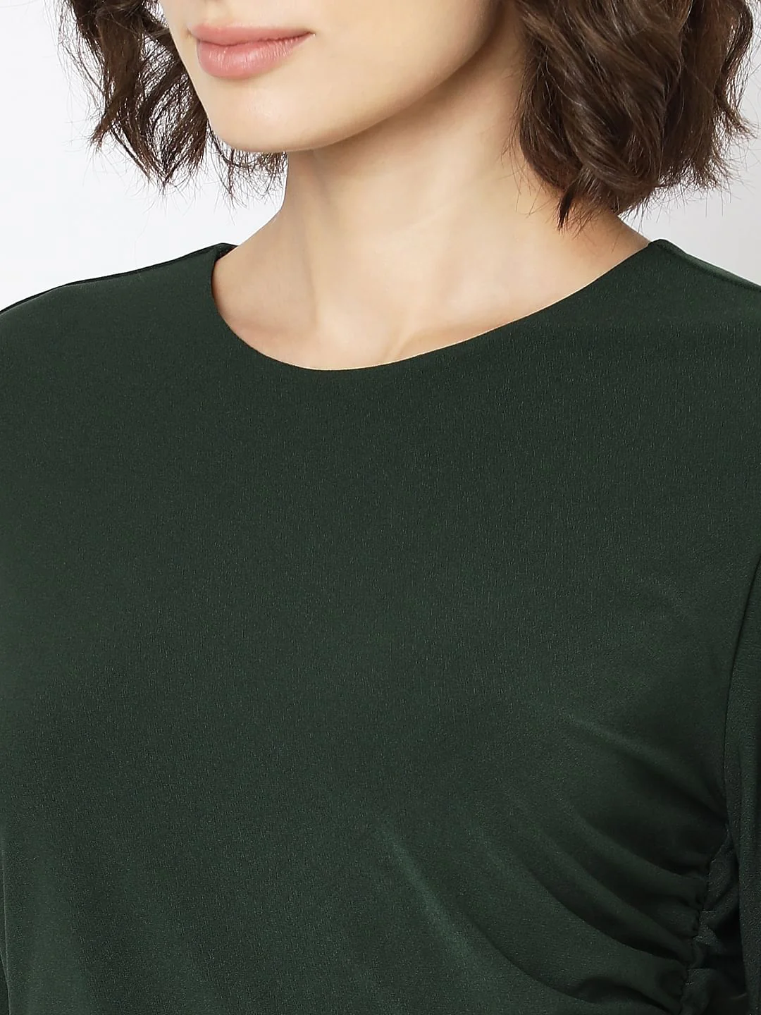 Dark Green Round Neck Mini Dress - Image 8