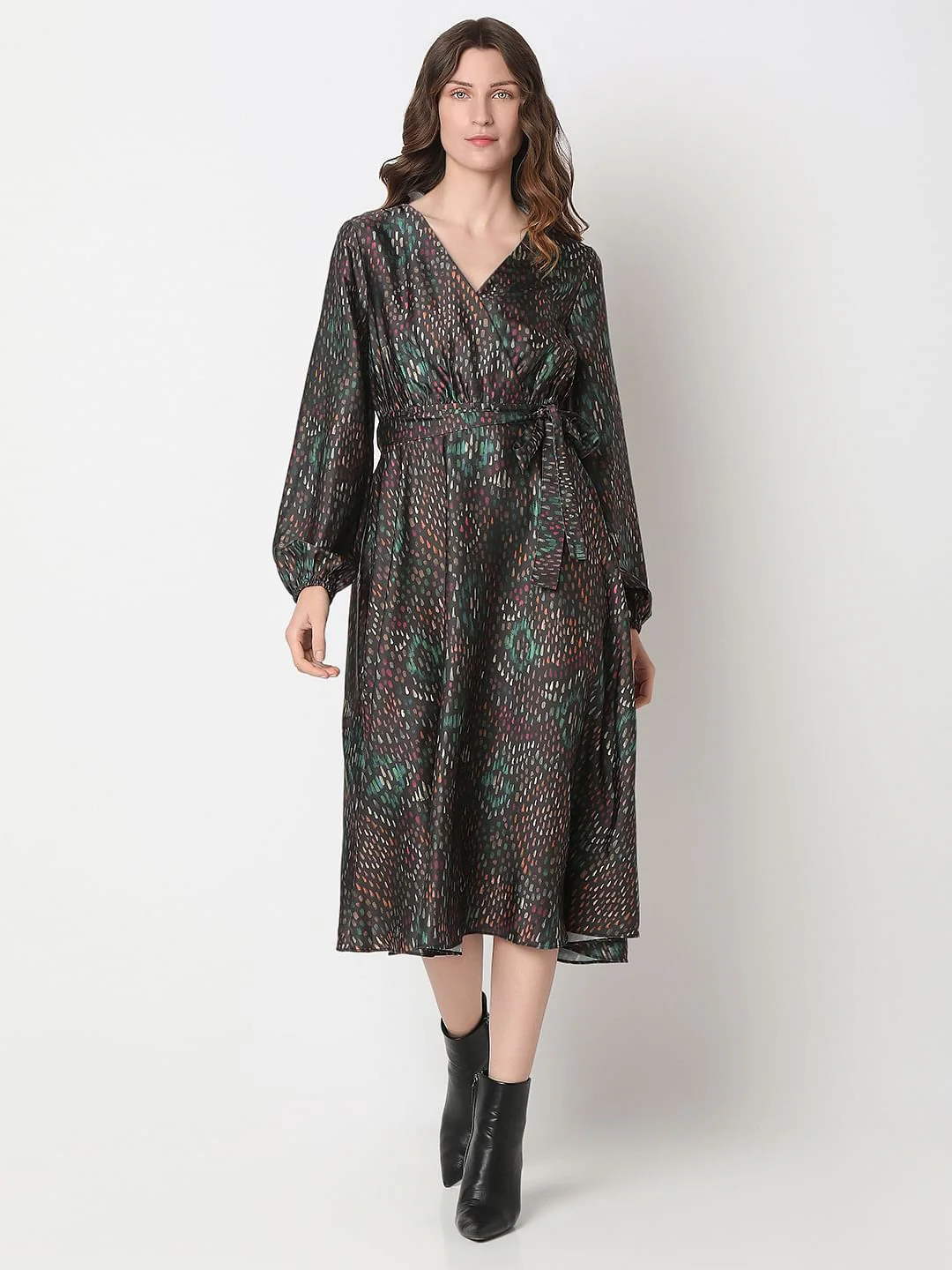 Black Printed Midi Dress - Image 2