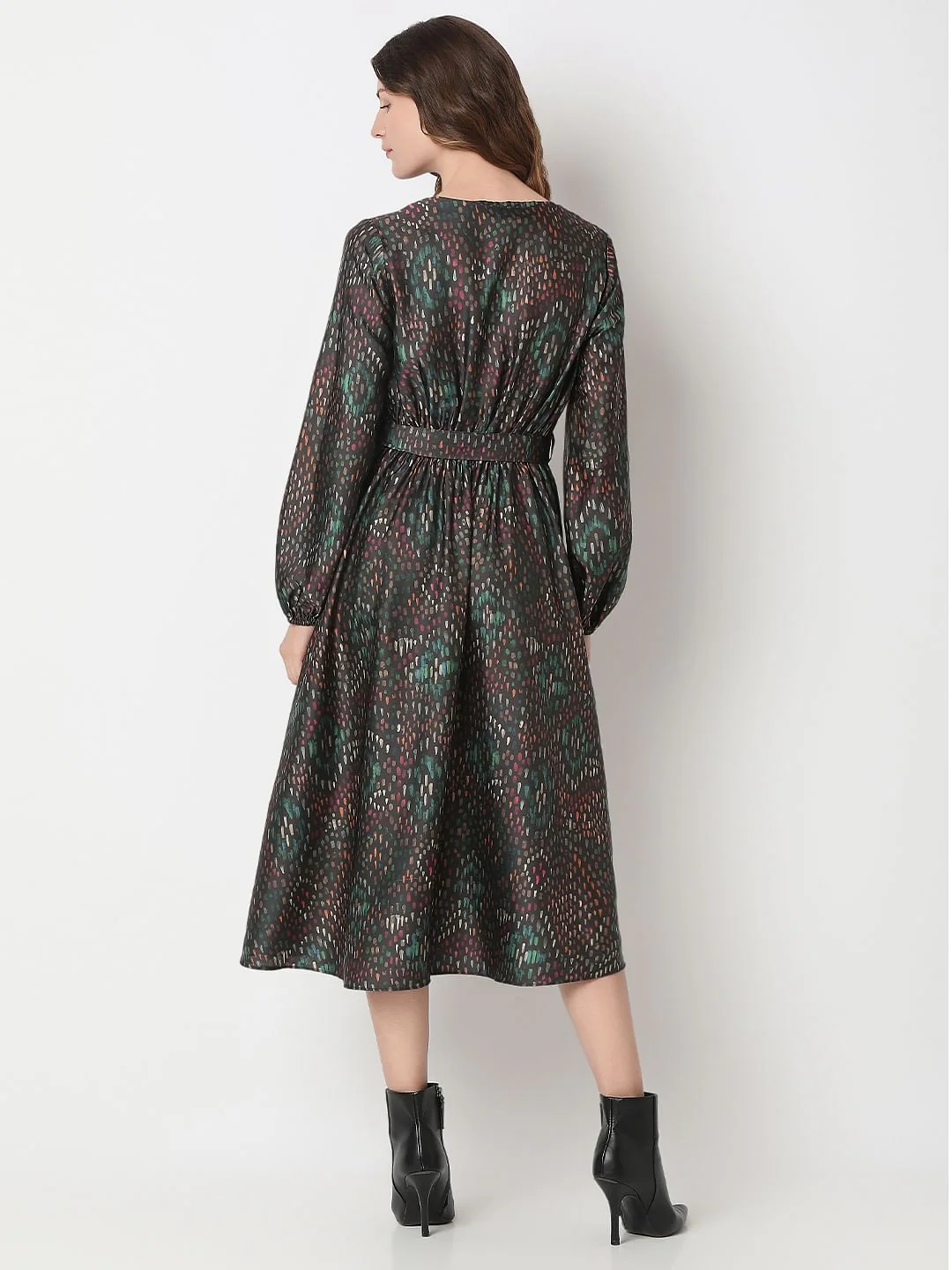 Black Printed Midi Dress - Image 4
