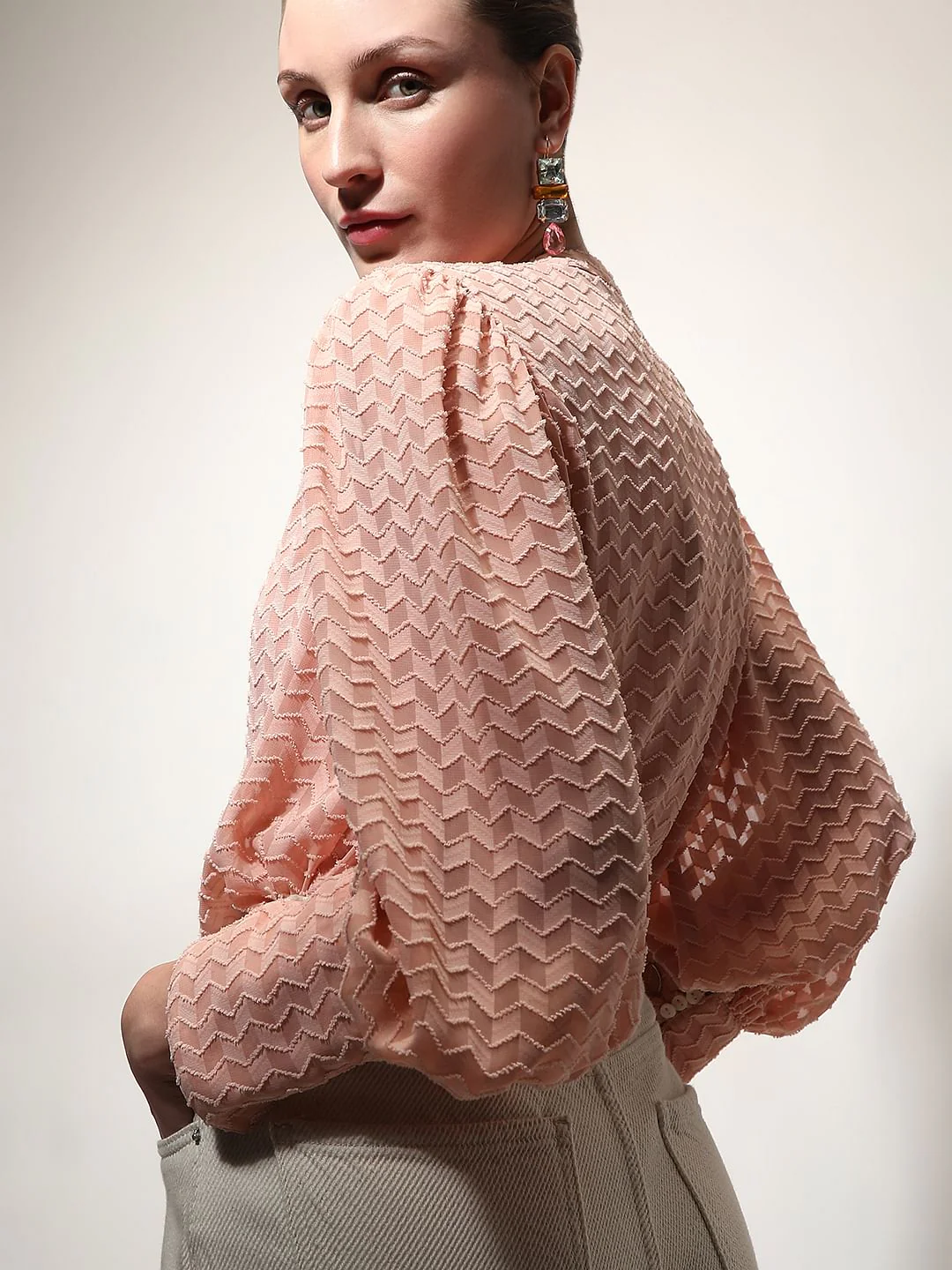 Peach Textured Shirt