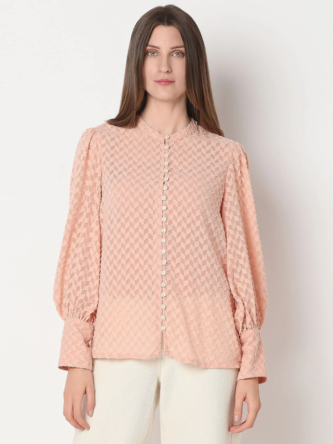 Peach Textured Shirt - Image 2