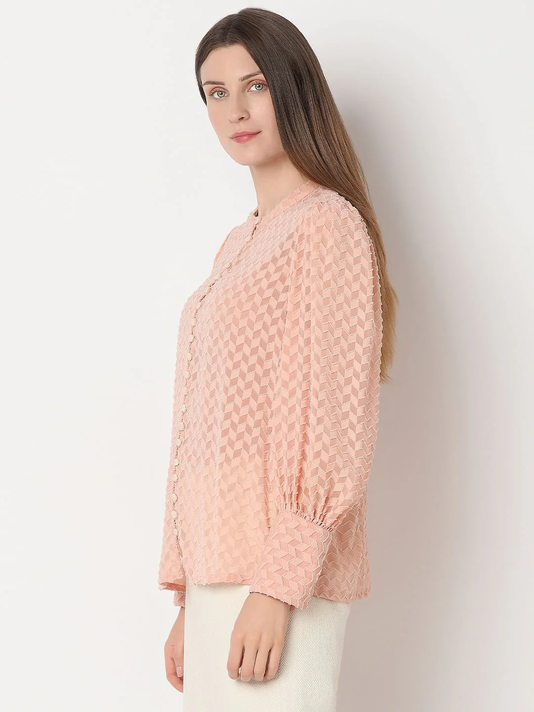 Peach Textured Shirt - Image 3