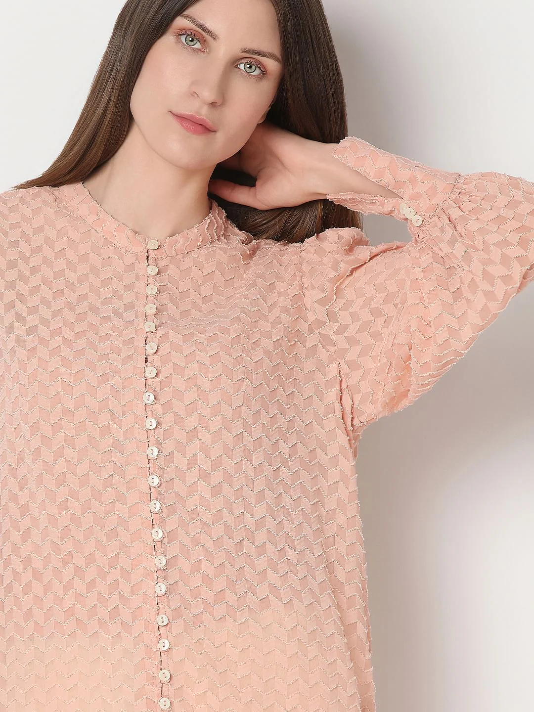 Peach Textured Shirt - Image 6