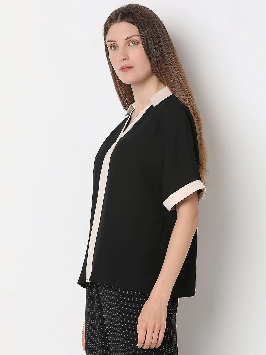 Black Contrast Tape Top - Image 3