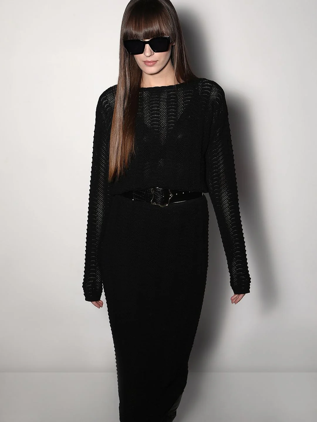 Black Knitted Co-Ord Set Top