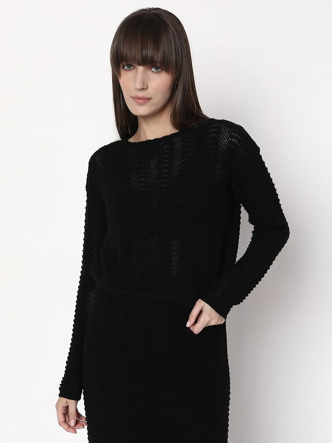 Black Knitted Co-Ord Set Top - Image 2