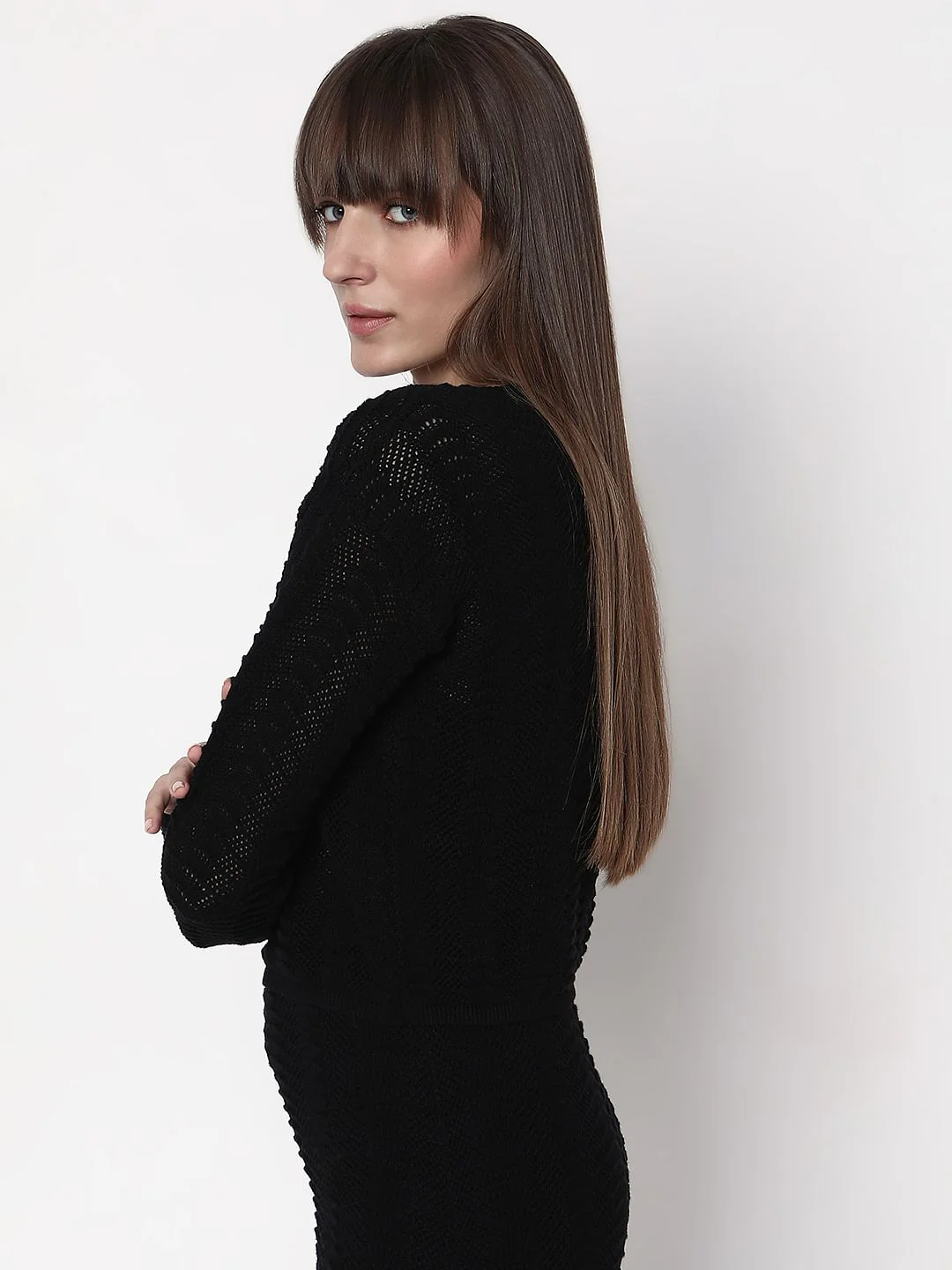 Black Knitted Co-Ord Set Top - Image 3