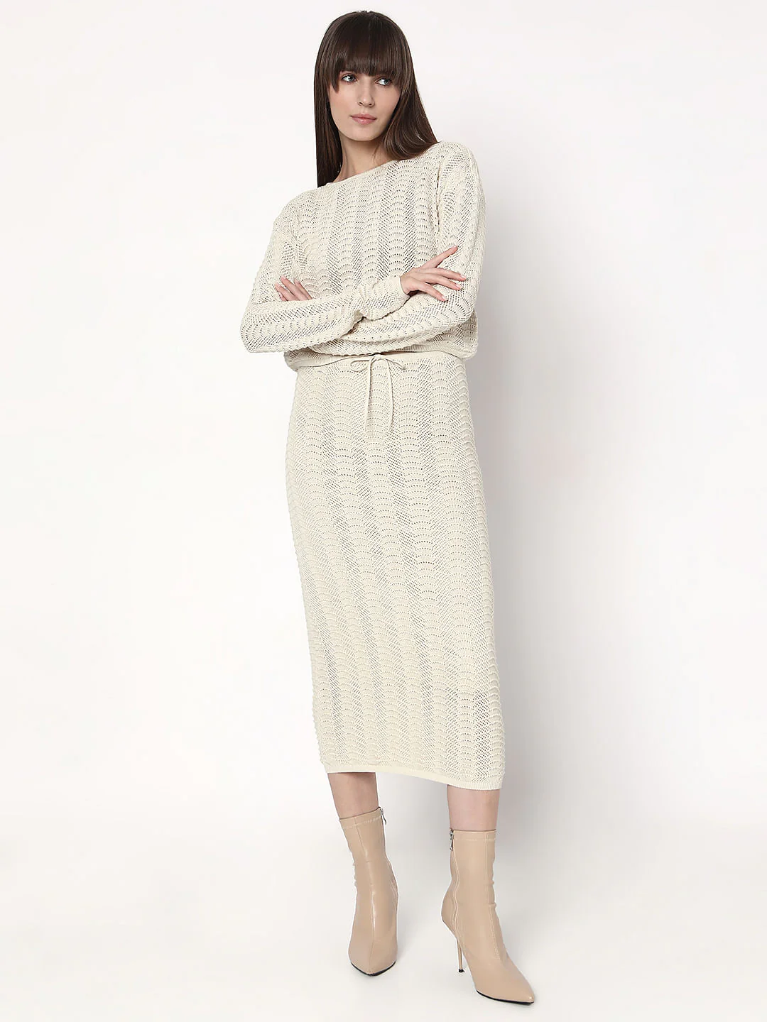 Off-White Knitted Co-Ord Set Skirt - Image 5