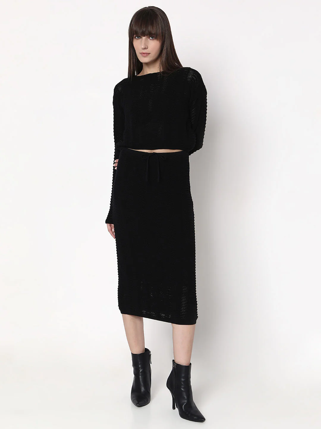 Black Knitted Co-Ord Set Skirt - Image 5