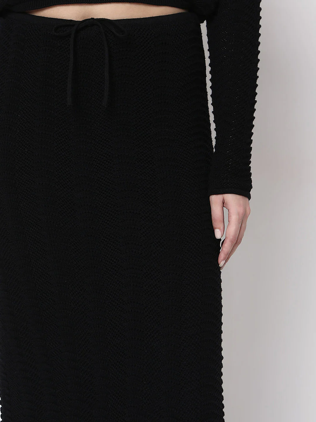 Black Knitted Co-Ord Set Skirt - Image 6