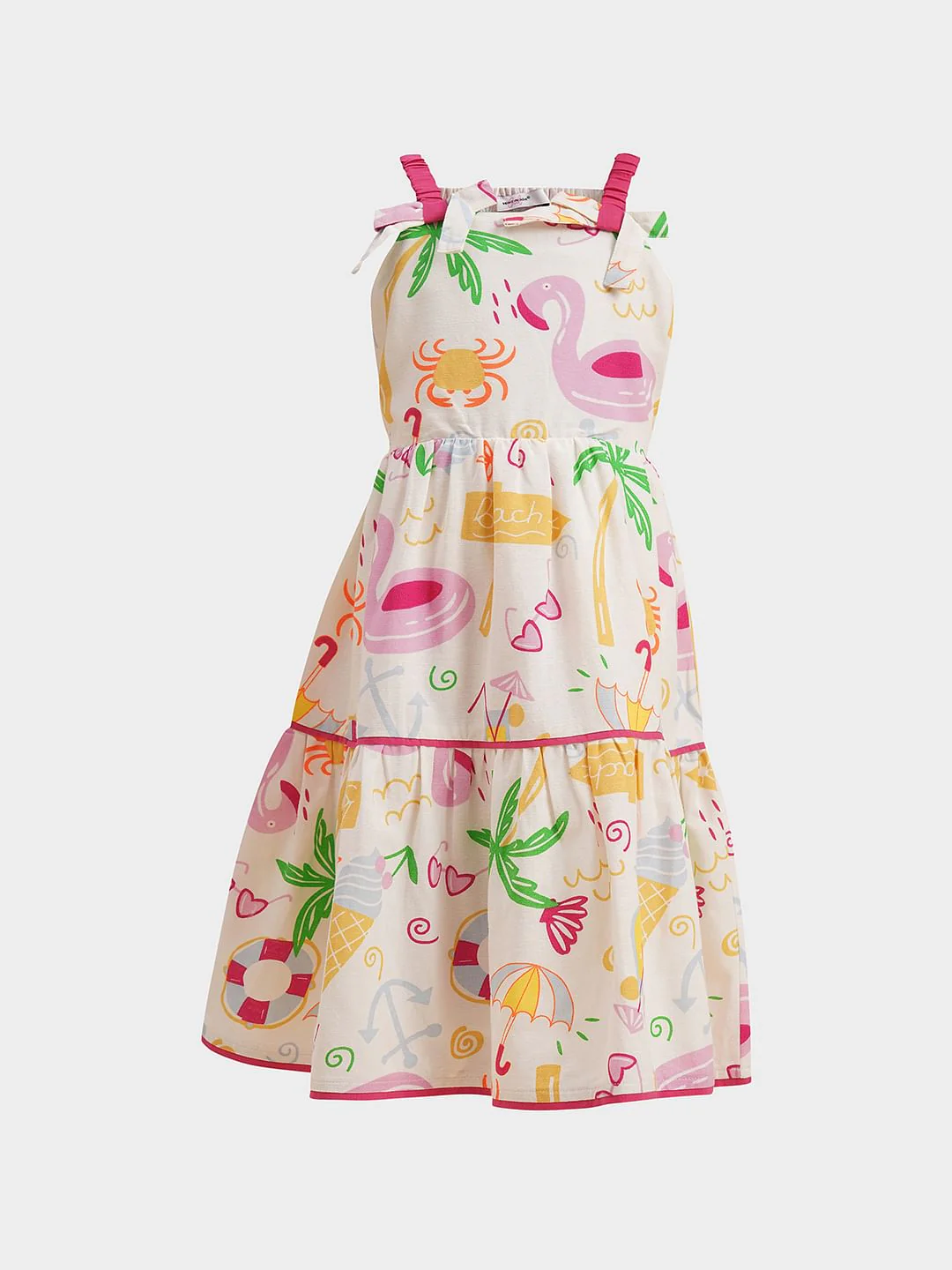 Girls White Printed Strappy Dress - Image 6