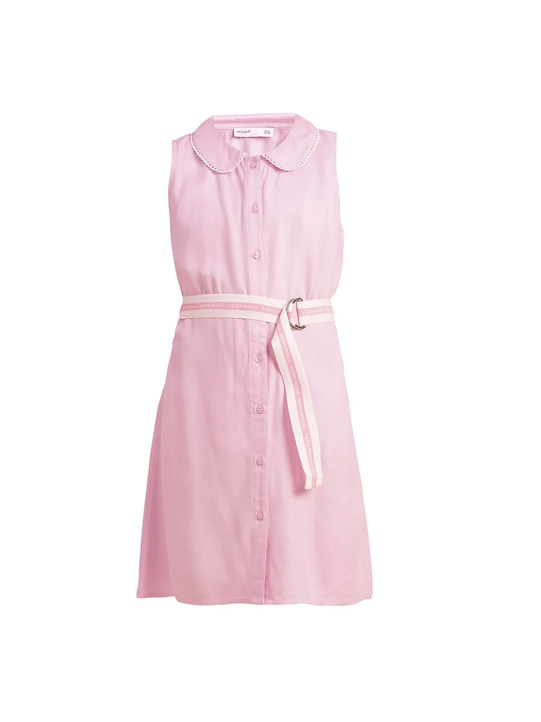 Girls Pink Belted Shirt Dress - Image 6