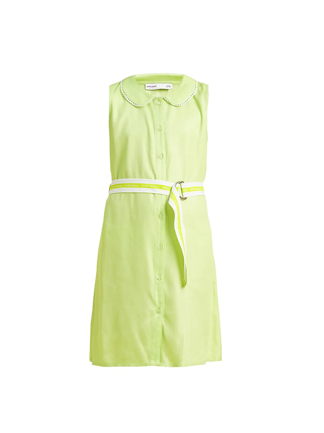 Girls Green Belted Shirt Dress - Image 6