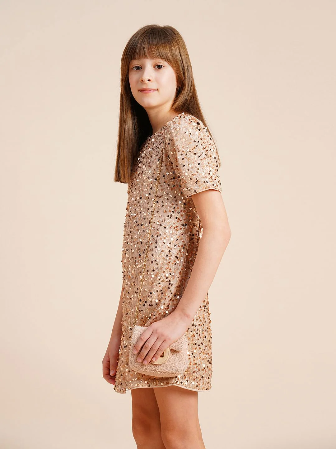 Girls Golden Sequined Dress