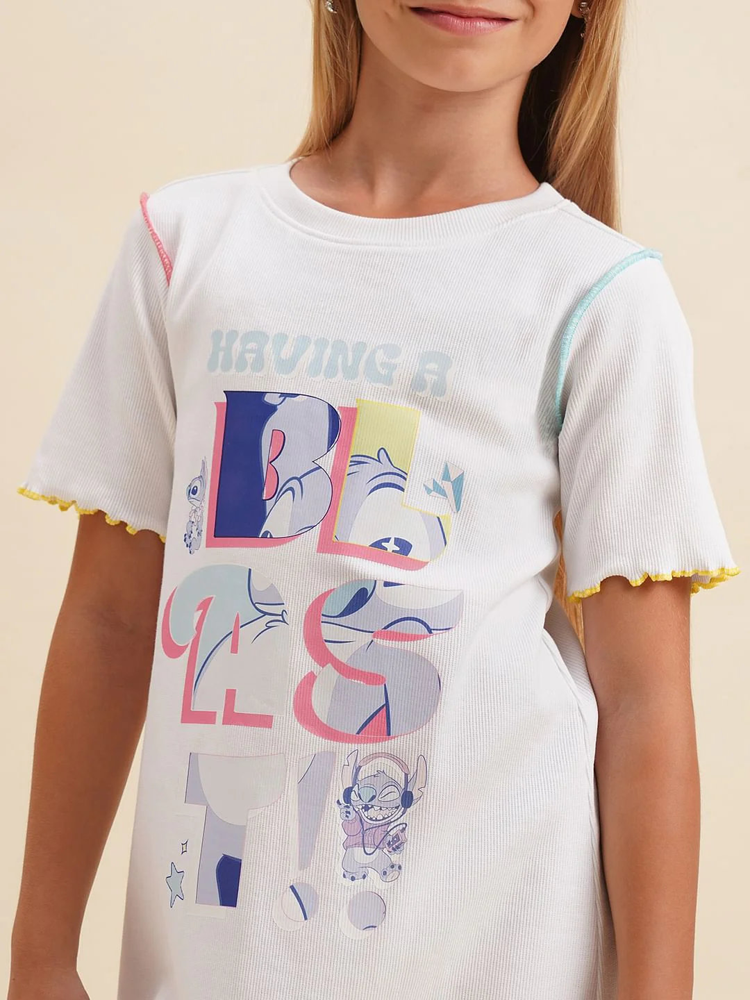 Girls White Printed Shift Dress - Image 4