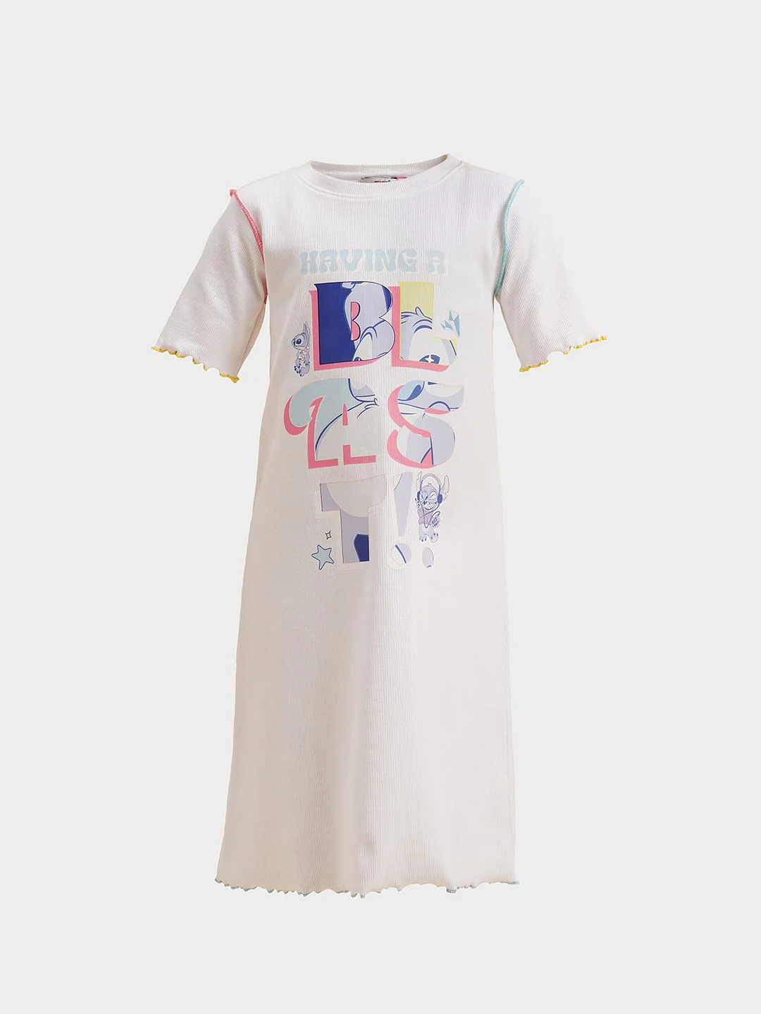 Girls White Printed Shift Dress - Image 6