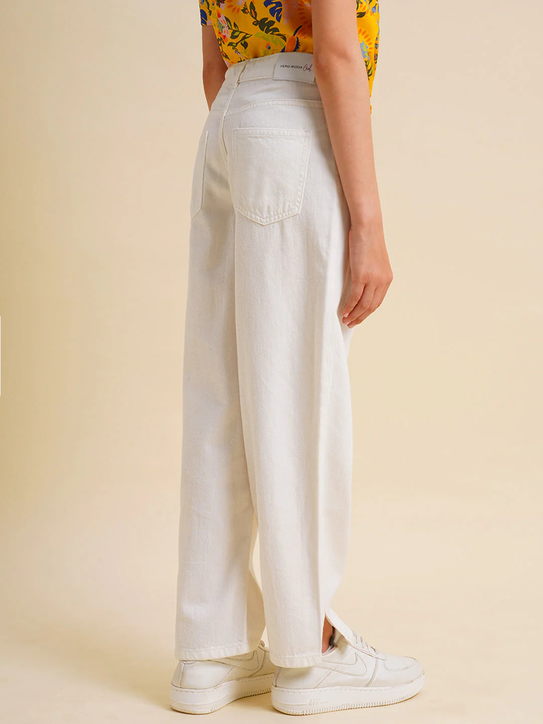 Girls White High Rise Wide Leg Jeans - Image 3