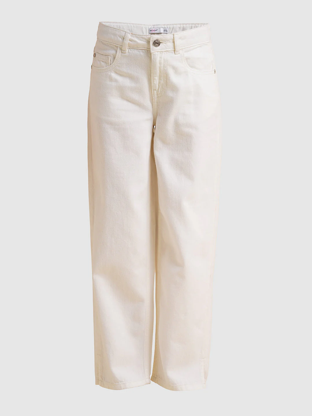 Girls White High Rise Wide Leg Jeans - Image 5